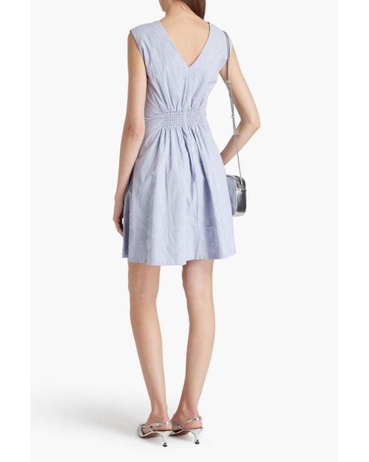 10 Crosby Derek Lam Blue Concha Pintucked Floral-print Cotton-poplin Mini Dress