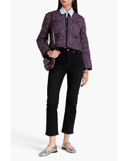 Maje Purple Vifeld Cropped Tweed Jacket