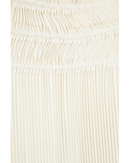 Helmut Lang White Plissé Satin-crepe Mini Skirt