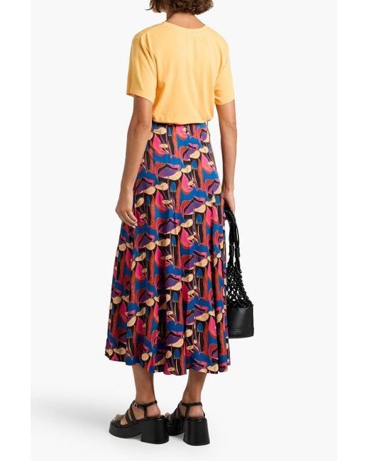 Farm Rio Red Printed Woven Midi Skirt