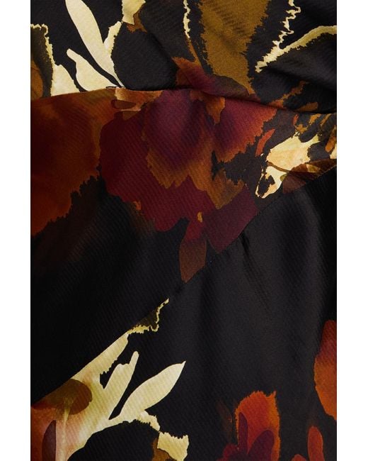 Nicholas Black Off-The-Shoulder Floral-Print Silk-Blend Satin Maxi Dress