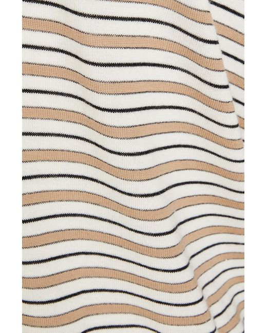 Brunello Cucinelli White Bead-embellished Striped Wool And Cashmere-blend Sweater
