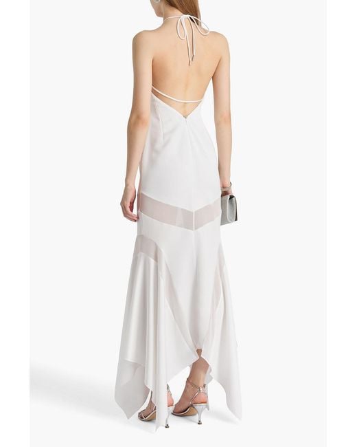 The Attico White Open-back Satin Halterneck Maxi Dress