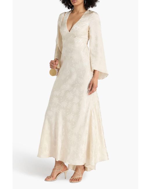 Rixo Natural Robe "rosabella" aus glänzendem seiden-jacquard