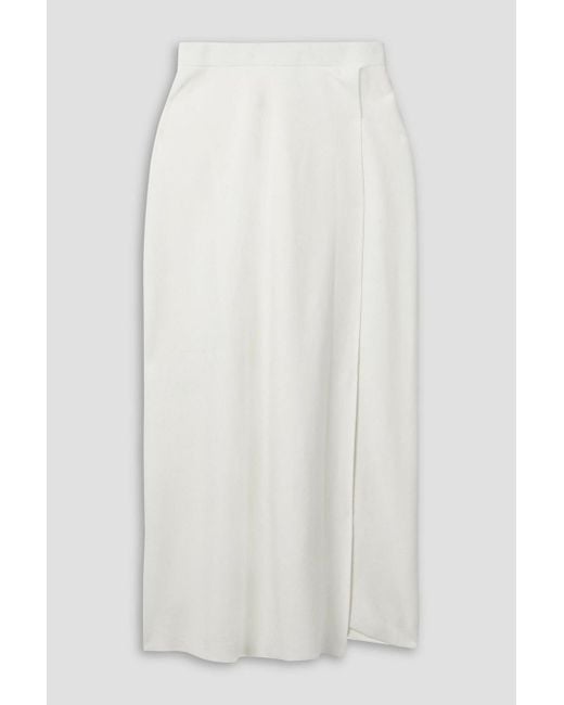 Lafayette 148 New York White Wrap-effect Knitted Midi Skirt