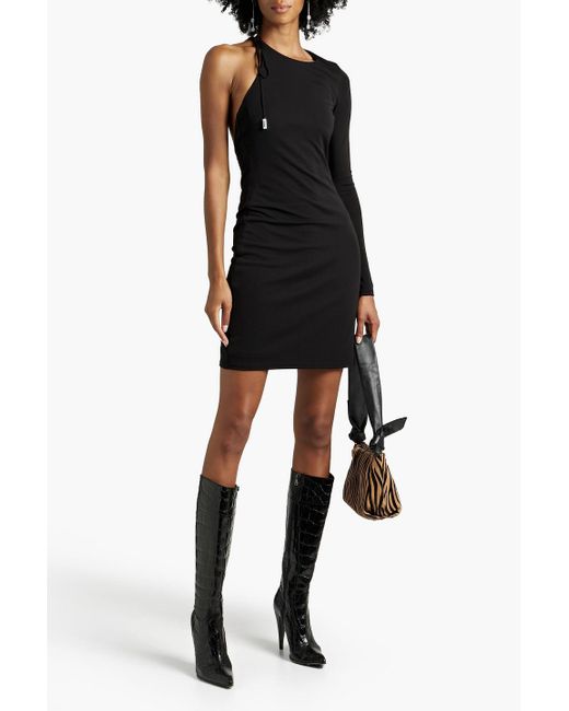 Halston Heritage Black Kayleigh One-sleeve Cutout Jersey Mini Dress
