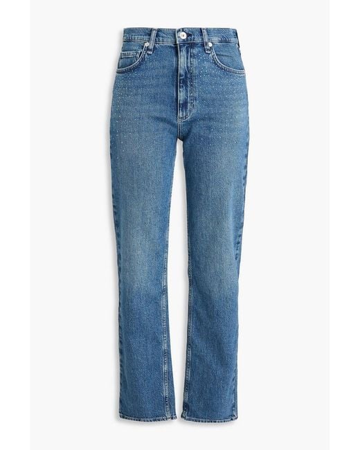 Rag & Bone Blue Hattie Embellished Mid-rise Straight-leg Jeans