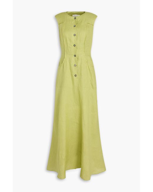 Saloni Green Sierra Linen Maxi Dress