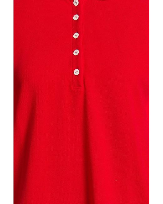 Thom Browne Red Printed Cotton-Piqué Polo Shirt