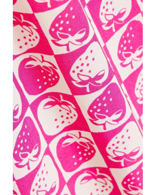 HVN Pink Josephine Button-Detailed Crepe Maxi Dress