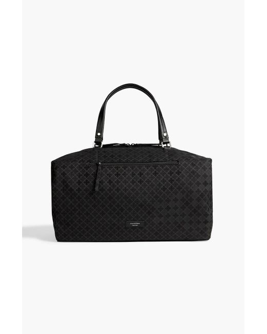By Malene Birger Black Faux Leather-trimmed Jacquard Weekend Bag