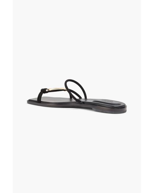 Jonathan Simkhai Black Love Knot Embellished Suede Sandals