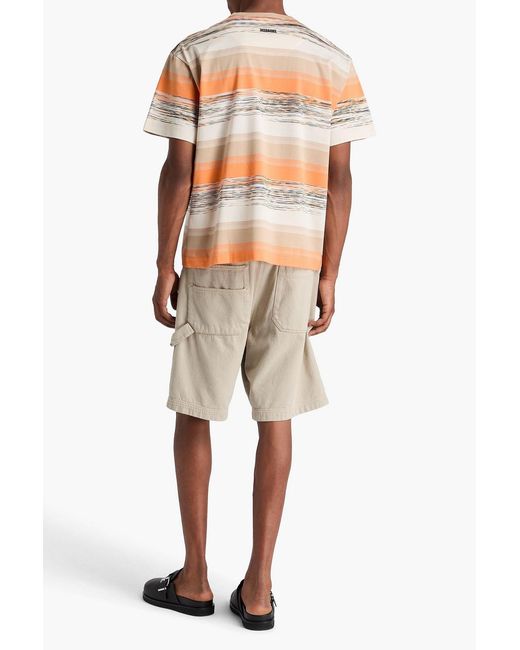 Missoni Orange Striped Cotton-Jersey T-Shirt for men