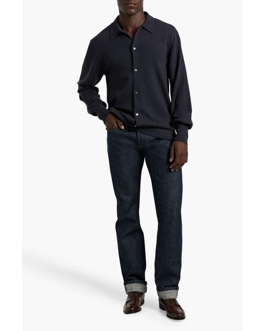 Officine Generale Blue Brent Wool Cardigan for men
