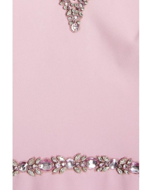 Jenny Packham Pink Cape-effect Crystal-embellished Crepe Dress
