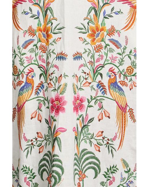 Farm Rio White Printed Linen Midi Dress