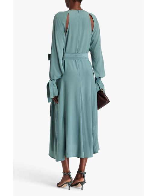Victoria Beckham Green Cutout Silk Crepe De Chine Midi Dress