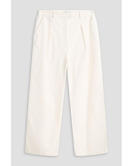 Safiyaa White Guipure Lace Cotton-gabardine Wide-leg Pants