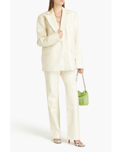 ROTATE BIRGER CHRISTENSEN Natural Faux Leather Blazer