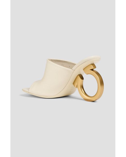 Ferragamo White Astro X5 Leather Mules