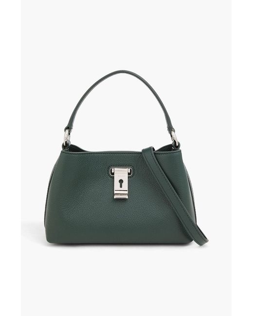 Bally Green Lock Me Pebbled-Leather Tote