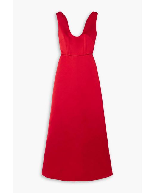 Emilia Wickstead Red Filippa Pleated Bustled Duchesse-satin Dress