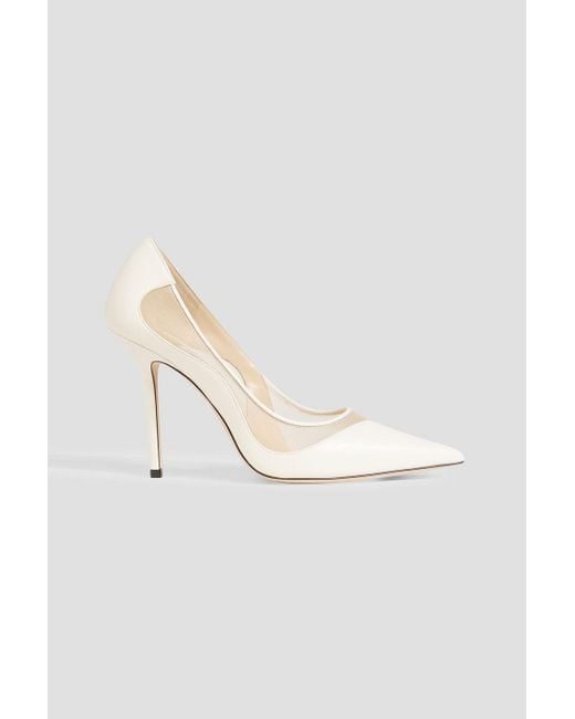 Jimmy Choo White Love 100 Mesh And Leather Pumps