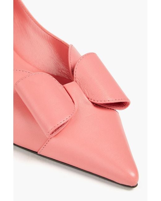 Emporio Armani Pink Bow-detailed Leather Pumps
