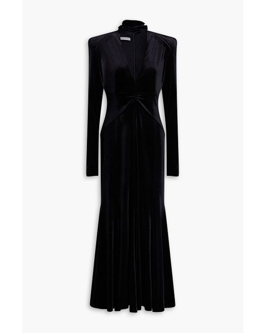Philosophy Di Lorenzo Serafini Black Ruched Velvet Midi Dress