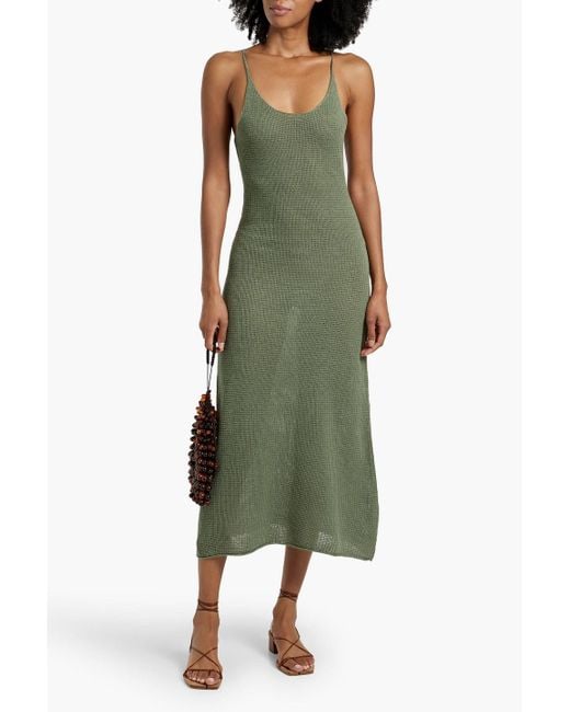 Onia Linen Midi Dress in Green | Lyst
