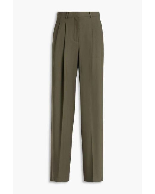 Theory Green Wool-blend Straight-leg Pants