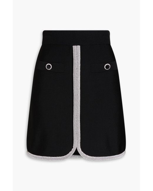 Rebecca Vallance Black Raine Crystal-embellished Knitted Mini Skirt