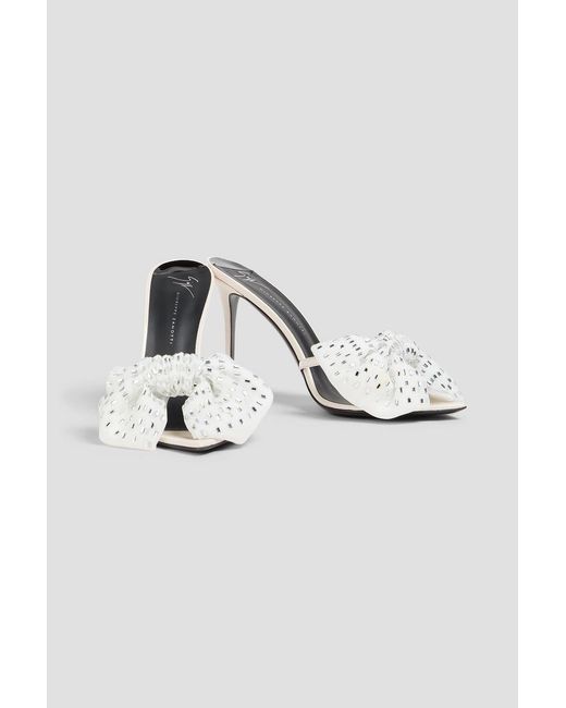 Giuseppe Zanotti Metallic Crystal-Embellished Bow-Detailed Patent-Leather Sandals
