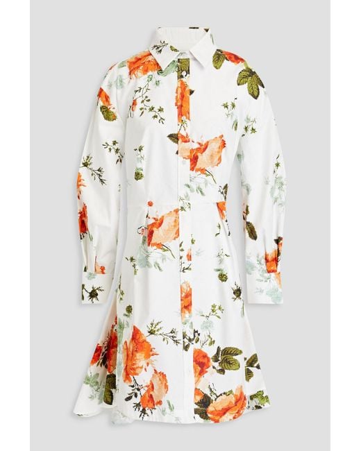 Erdem Gray Cavendish plissiertes hemdkleid aus baumwollpopeline mit floralem print