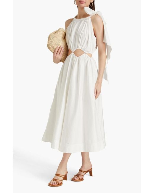 Aje. White Henriette Cutout Cotton-twill Midi Dress