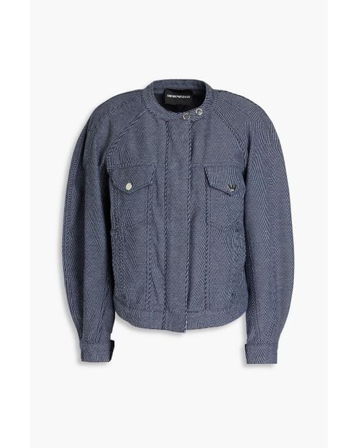 Emporio Armani Blue Cotton-blend Twill Jacket