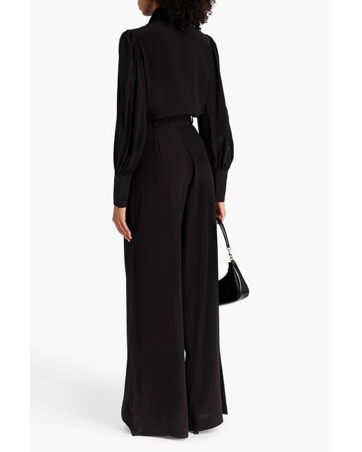 Zimmermann Black Appliquéd Crepe De Chine Shirt