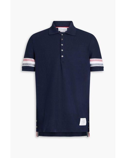Thom Browne Blue Striped Cotton Polo Shirt for men