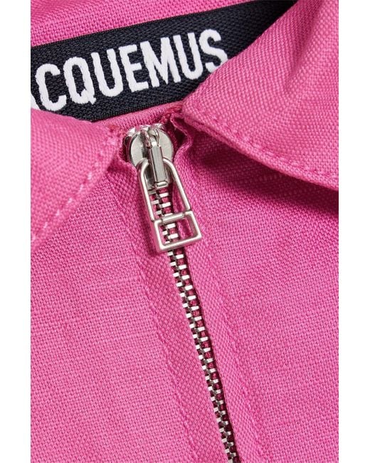 Jacquemus Pink Cropped Twisted Cotton And Linen-blend Shirt