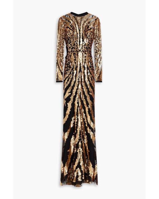 Zuhair Murad White Cutout Sequined Tulle Gown