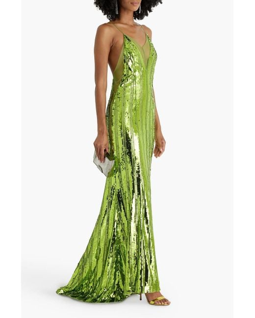 Galvan Green Kate Sequined Tulle Gown