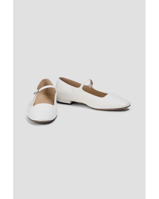 Theory White Leather Mary Jane Flats