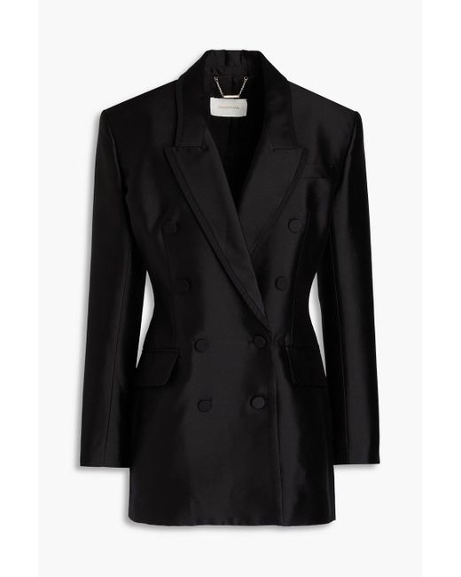 Zimmermann Black Wool And Silk-blend Tuxedo Dress