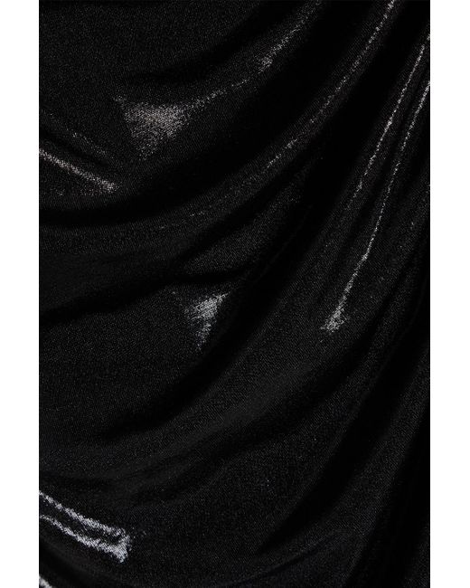 Norma Kamali Black Diana Ruched Metallic Stretch-jersey Dress