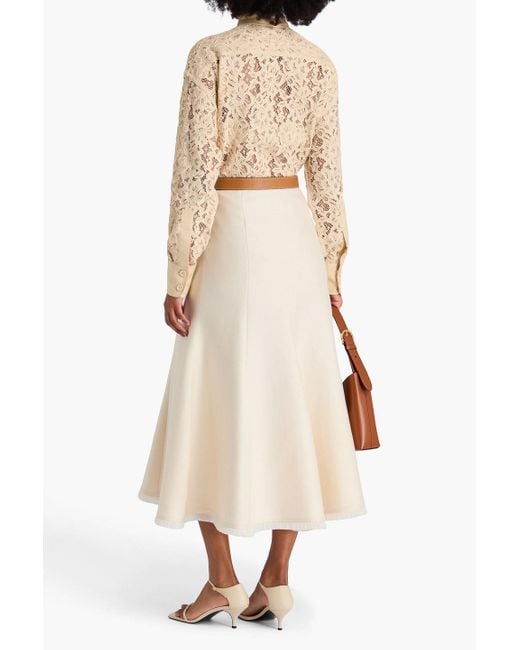 Zimmermann Natural Linen-trimmed Cotton-blend Corded Lace Shirt