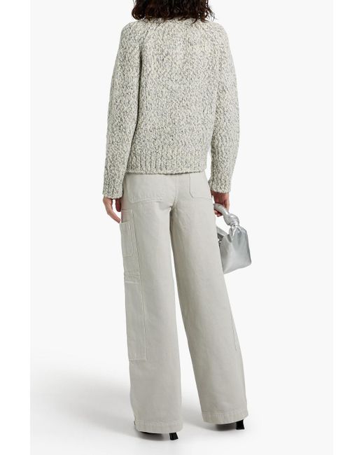 Vince White Bouclé-Knit Wool-Blend Turtleneck Sweater