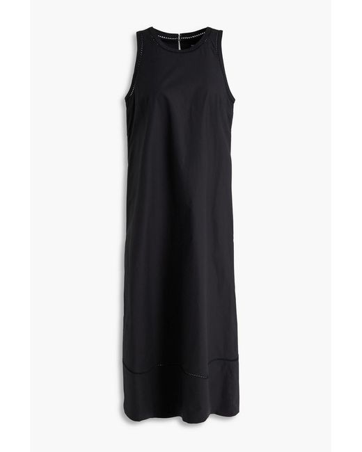Theory Black Embroidered Cotton-blend Poplin Midi Dress
