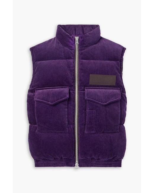 Sacai Purple Appliquéd Quilted Cotton-Corduroy Down Vest for men