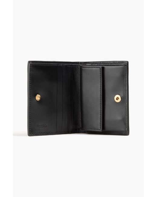 Versace Black Greca Goddess Croc-Effect Leather Wallet