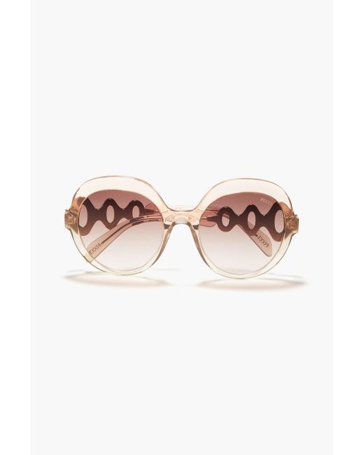 Emilio Pucci Pink Round-frame Acetate Sunglasses